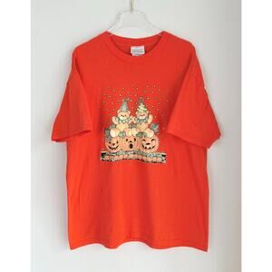 VTG Basic Editions Orange Halloween T-shirt XL Teddy Bear Jack O Lantern Pumpkin